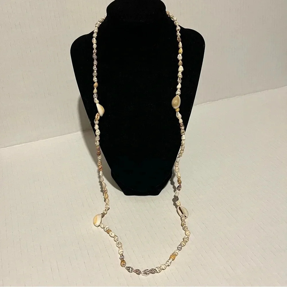 Cowrie & Momi Shell Beaded Statement Necklace Fashion Hawaii Jewelry